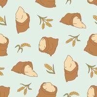 Flour Sack Wheat Seamless Pattern illustration Design vector