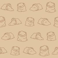 Outline Collection of Flour Sack Seamless Pattern illustration Design vector