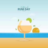 rum drink with lemon slices, National Rum Day August 16 vector