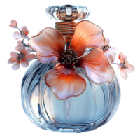 A perfume bottle with a flower on top png