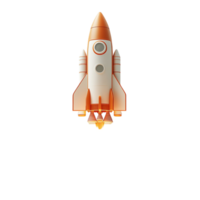 ein Orange und Weiß Rakete Schiff ist fliegend im das Luft png