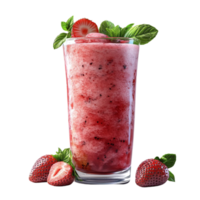 A strawberry smoothie with strawberries and mint leaves png