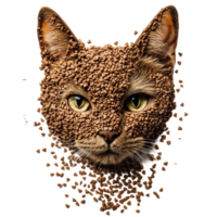 A cat's face is covered with food png