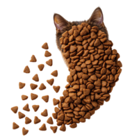 A cat is eating a bowl of dog food png