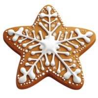 Star Shaped Gingerbread Cookie with White Icing for Christmas Treats png