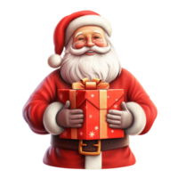 Jolly Santa Claus Presenting a Red Gift Box with Festive Cheer png