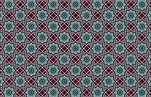 Moroccan red and green, white design pattern vector