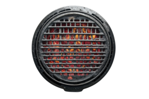 Grilled charcoal heating up in a barbecue grill for outdoor cooking png