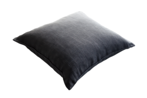 Soft black cushion on a white background highlighting minimalist design and texture png
