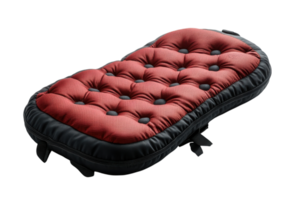 Rectangular red and black cushion with tufted design suitable for seating or decoration png