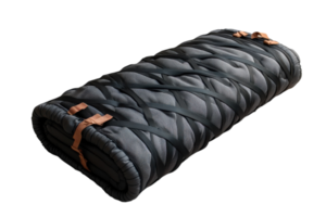 Stylish and practical rolled sleeping pad designed for outdoor adventures and camping trips with durable materials and straps png