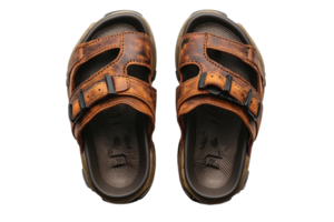 Stylish brown sandals designed for comfort with adjustable straps and a casual look for outdoor activities and everyday wear png
