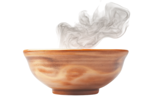 Steaming bowl of soup on a white background creating a warm and inviting atmosphere png