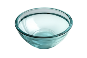 Clear glass mixing bowl suitable for cooking and baking displayed on a white background for kitchen use demonstration png