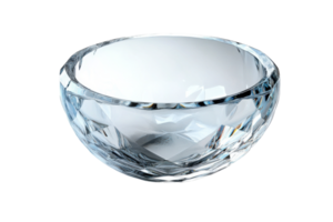 Crystal bowl with intricate facets reflecting light in a bright setting during the day png