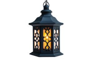 Elegant black lantern illuminating warm light in a cozy indoor setting during the evening hours png