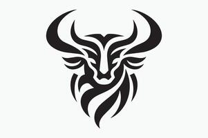 Bold Bull Head Logo Design Monochrome Silhouette vector