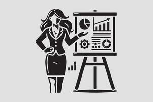 Professional Man Presenting Data on a Whiteboard Art vector