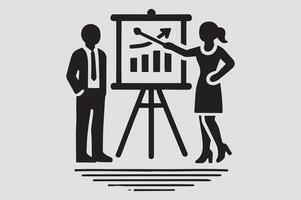 Business Presentation with Man at Flipchart Graphic vector