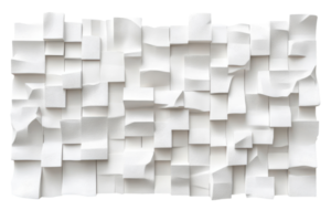 Abstract white wall art featuring textured paper forms arranged in a dynamic pattern png