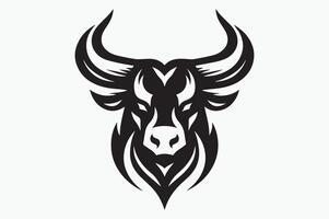 Minimal Bull Head Silhouette Logo Sharp and Powerful vector
