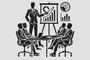 Office Presentation with Man at Whiteboard Icon vector