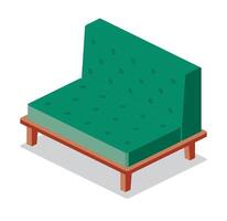 Soft and comfortable green chair isolated on white background. vector