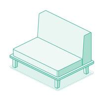 Soft and comfortable chair isolated on white background. Outline style. vector