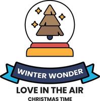 A Christmas tree is in a snow globe vector