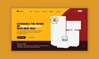 Home Appliance landing page user interface, user experience design template vector