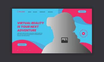 VR gaming landing page Augmented reality and 3D entertainment Website homepage UI UX template vector