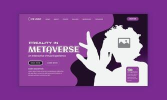 Metaverse VR Box Workshop home page and web banner design template vector