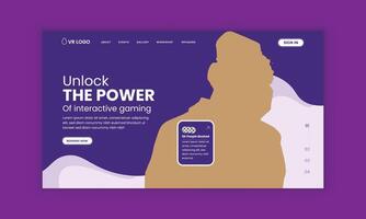 Virtual reality game workshop home page web banner design template with VR glasses Editable square background for landing page interface design vector