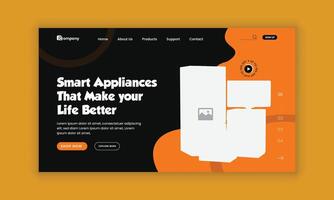 kitchen and home appliance landing page user interface, user experience design template vector