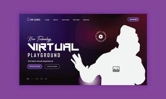 Virtual reality Metaverse technology workshop website landing page interface design template vector
