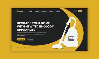 Home Appliance Flash sale horizontal banner and landing page user interface, user experience design template vector