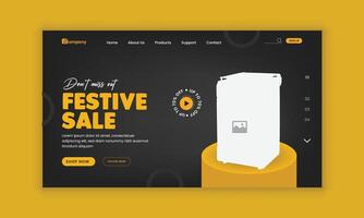 Landing page user interface, user experience design template for Home Appliance Festival Sale horizontal banner design template vector