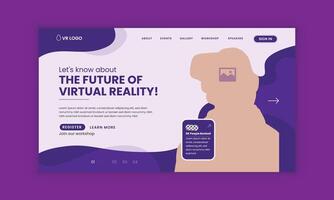 Virtual reality workshop website landing page vector