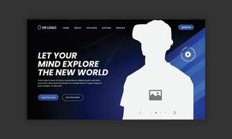 Virtual reality landing page template vector
