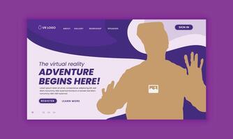 Virtual reality 3d game training workshop web design template vector