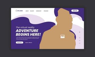 Virtual Reality Metaverse Event Training Landing Page Interface Design Template vector