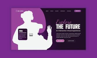 Realistic VR glasses landing page interface design template vector