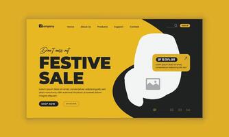 Festive super sale horizontal banner design and home appliance landing page user interface, user experience design template vector