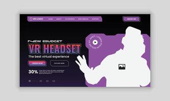 VR Headset Sale website landing page interface design or Metaverse VR Box Workshop home page template vector