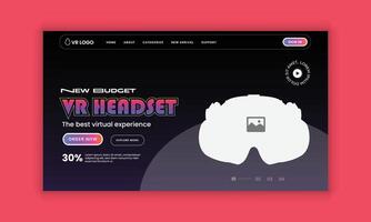 Immerse virtual education workshop website landing page interface design template or VR headset sale web banner design template vector