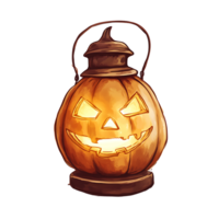 brillante calabaza linterna con escalofriante rostro, Perfecto para Víspera de Todos los Santos decoración png