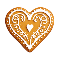 Delicious heart shaped cookie with intricate icing design and patterns png