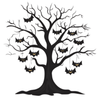 Haunting tree with bats hanging, perfect for Halloween decor png