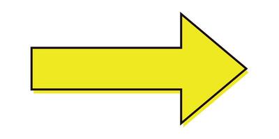 yellow arrow with simple black line vector