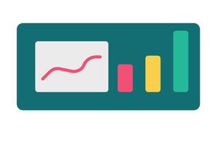 Data visualization graphic featuring a pink line graph trending upwards on the left and three vertical bar charts On the right. Perfect for analysis and decision making concepts. vector